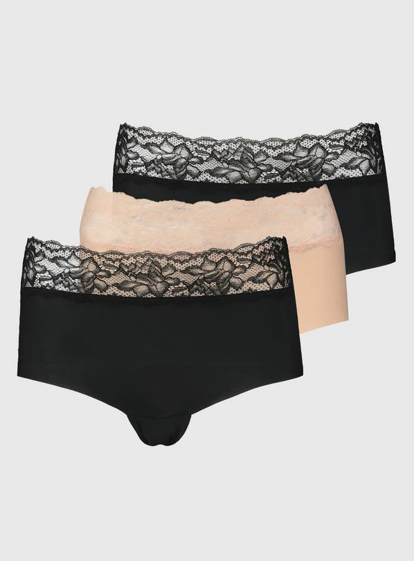 Black & Latte Nude No VPL Full Knickers 3 Pack - 12
